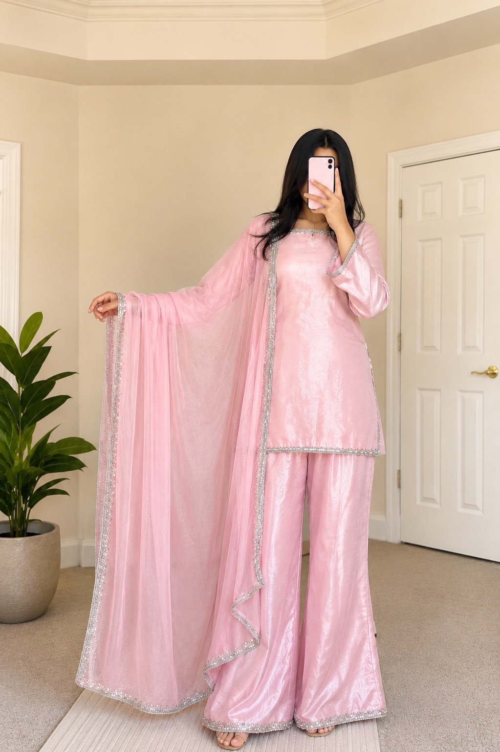 3 pieces Sheesha Silk Kurti Set