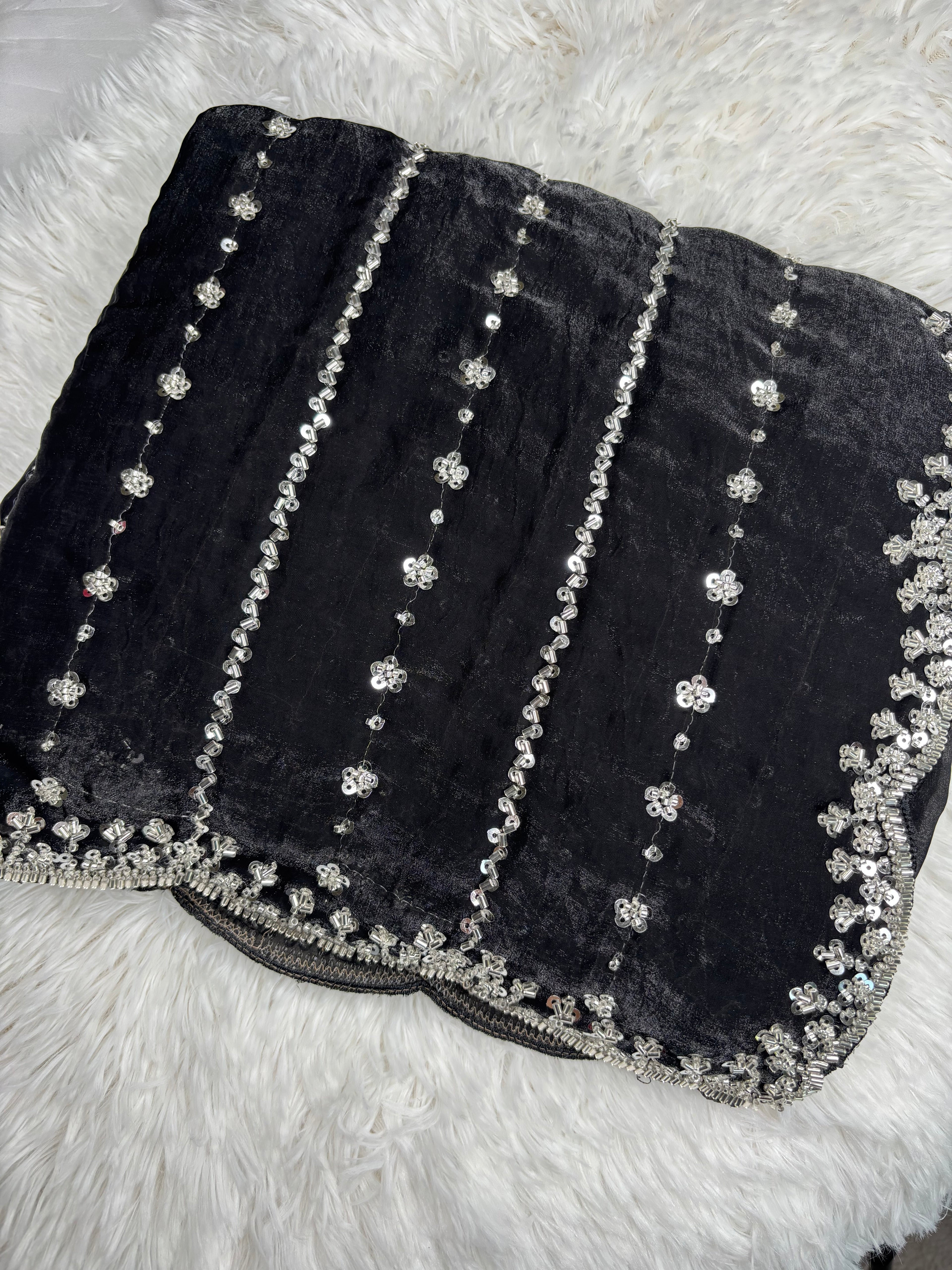 Kaddhana Beads Organza Fendi Silk Saree