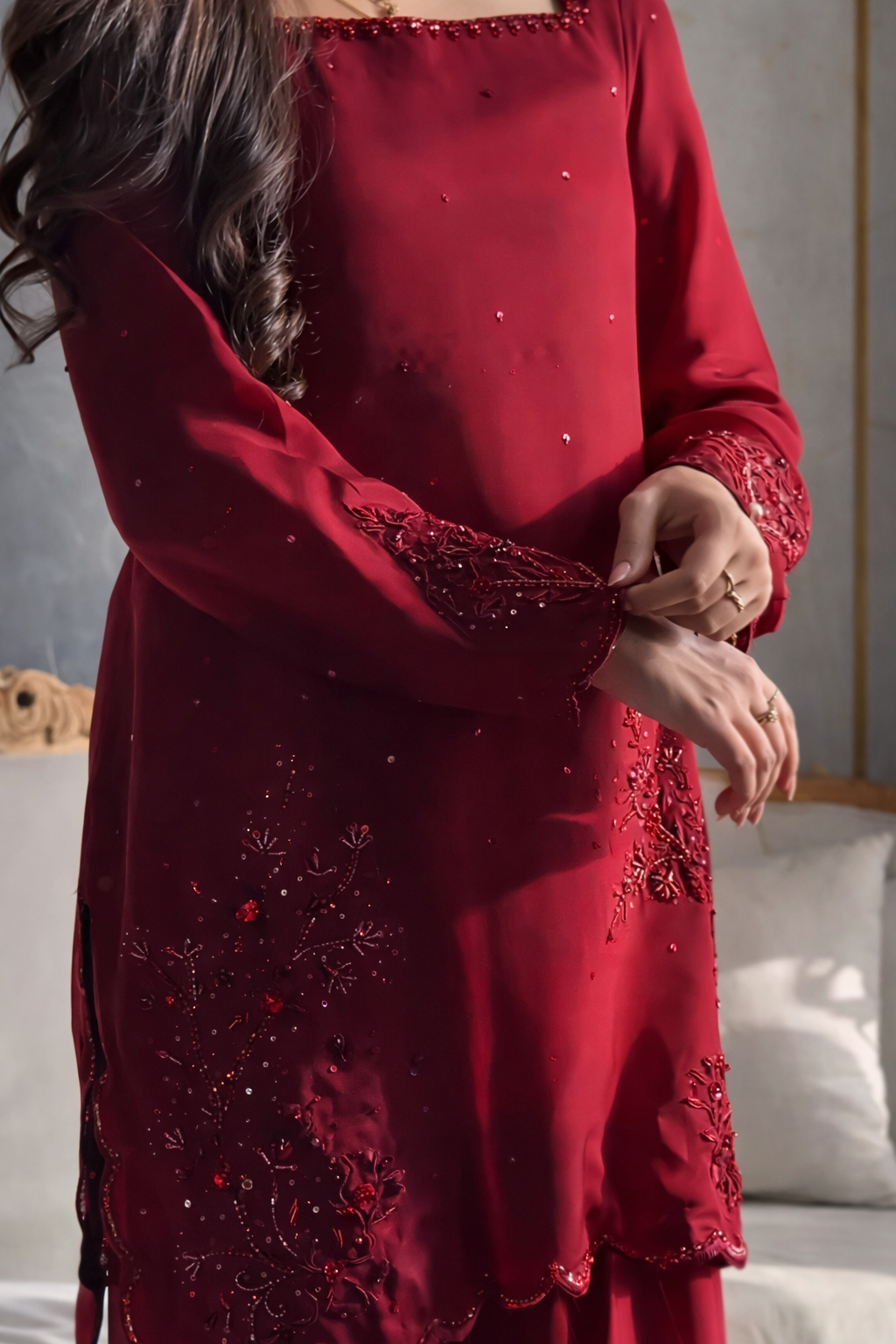 Maroon Farshi Shalwar Suit