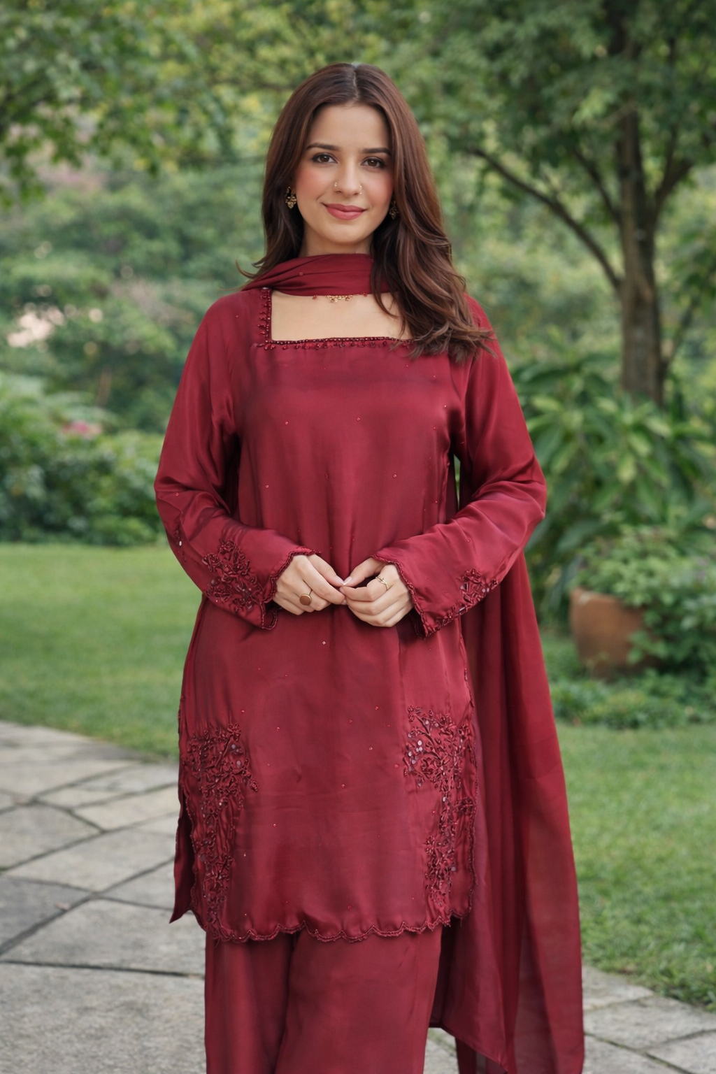 Maroon Farshi Shalwar Suit