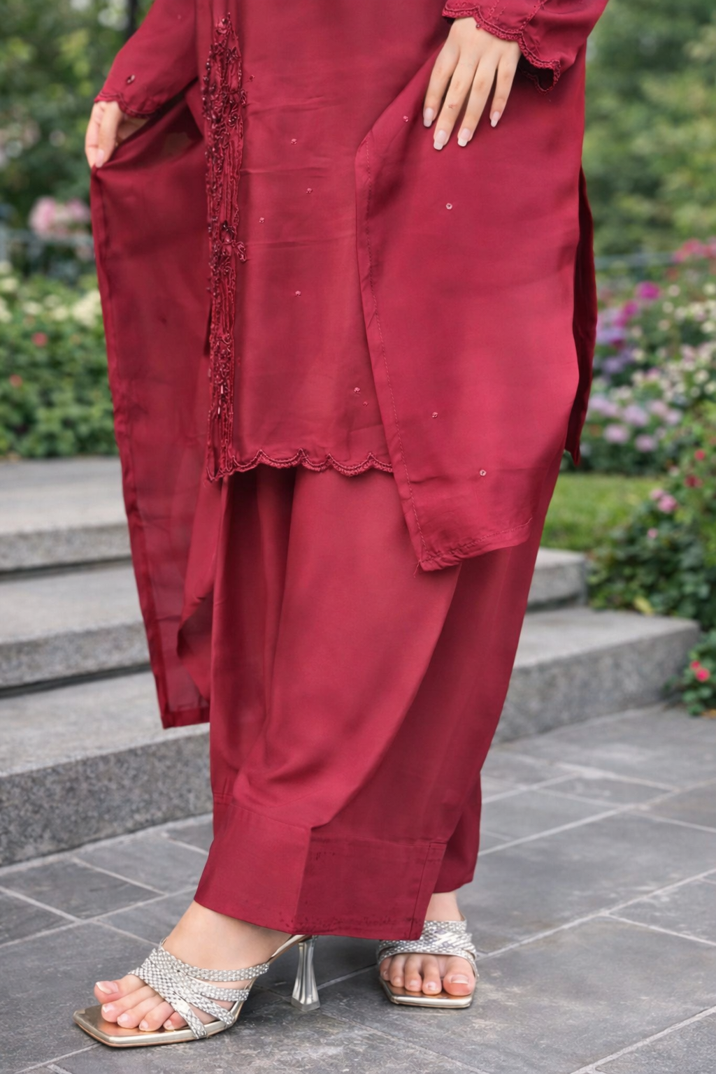 Maroon Farshi Shalwar Suit